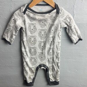Gray Bear Print Kids One Piece